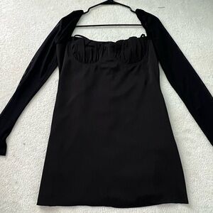 Princess Polly Black Sheath Dress Sweetheart Neckline Long Sleeve